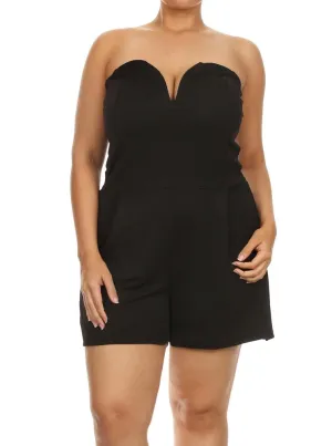 Plus Size Sweetheart Sexy Black Tube Romper