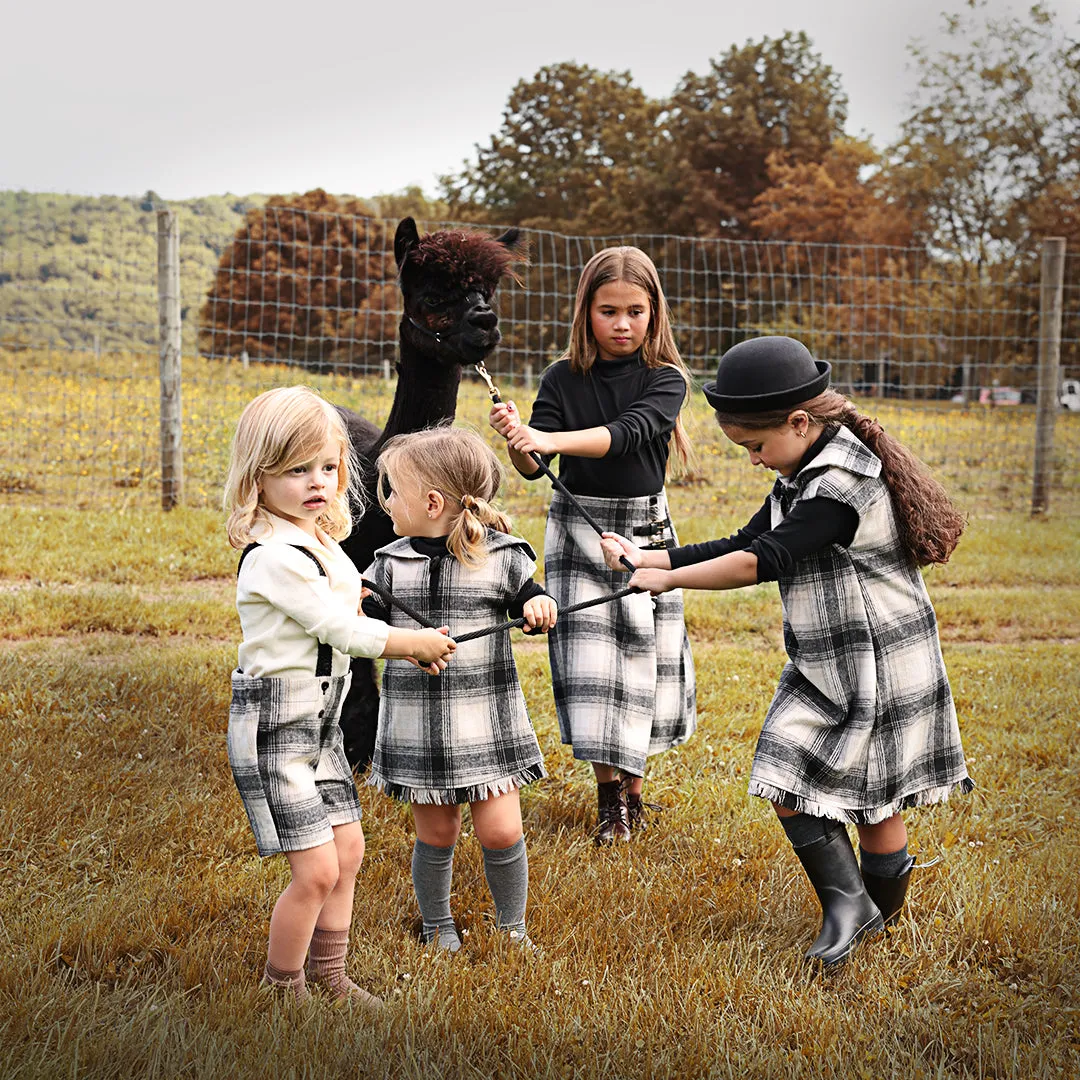 Pompomme Plaid Fringe Jumper
