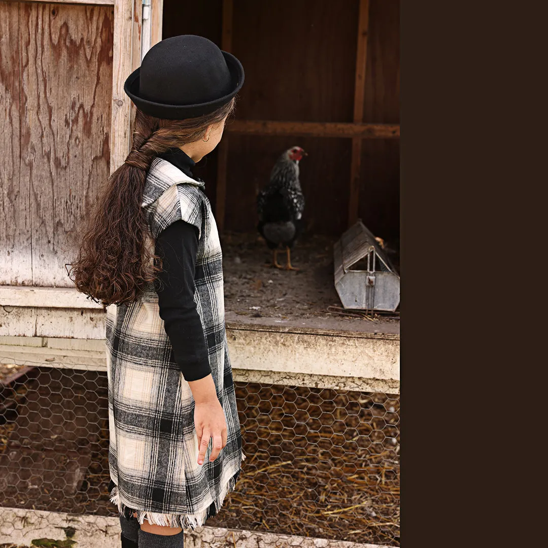 Pompomme Plaid Fringe Jumper