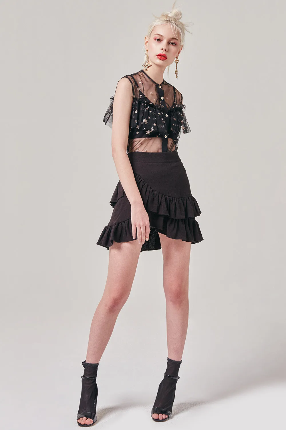 Portia Sheer Star Sleeveless Top
