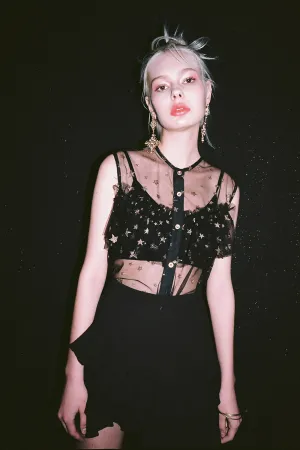 Portia Sheer Star Sleeveless Top