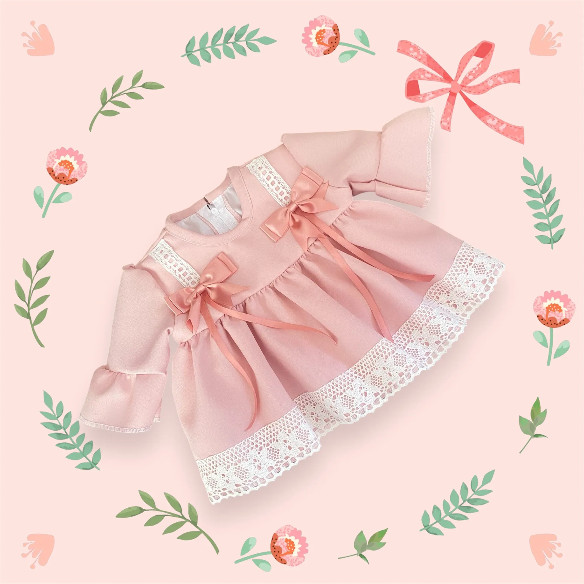Pretty Baby Girls Lace Dress - Pink