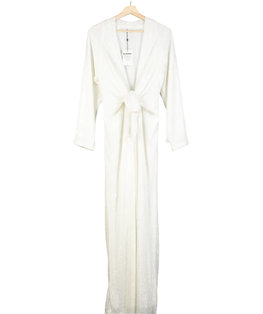 PRETTY LAVISH White Macie Tie Knot Sequin Jumpsuit UK 8