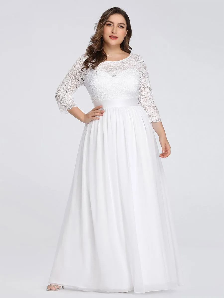 Pricilla lace and chiffon wedding dress in white Express NZ wide