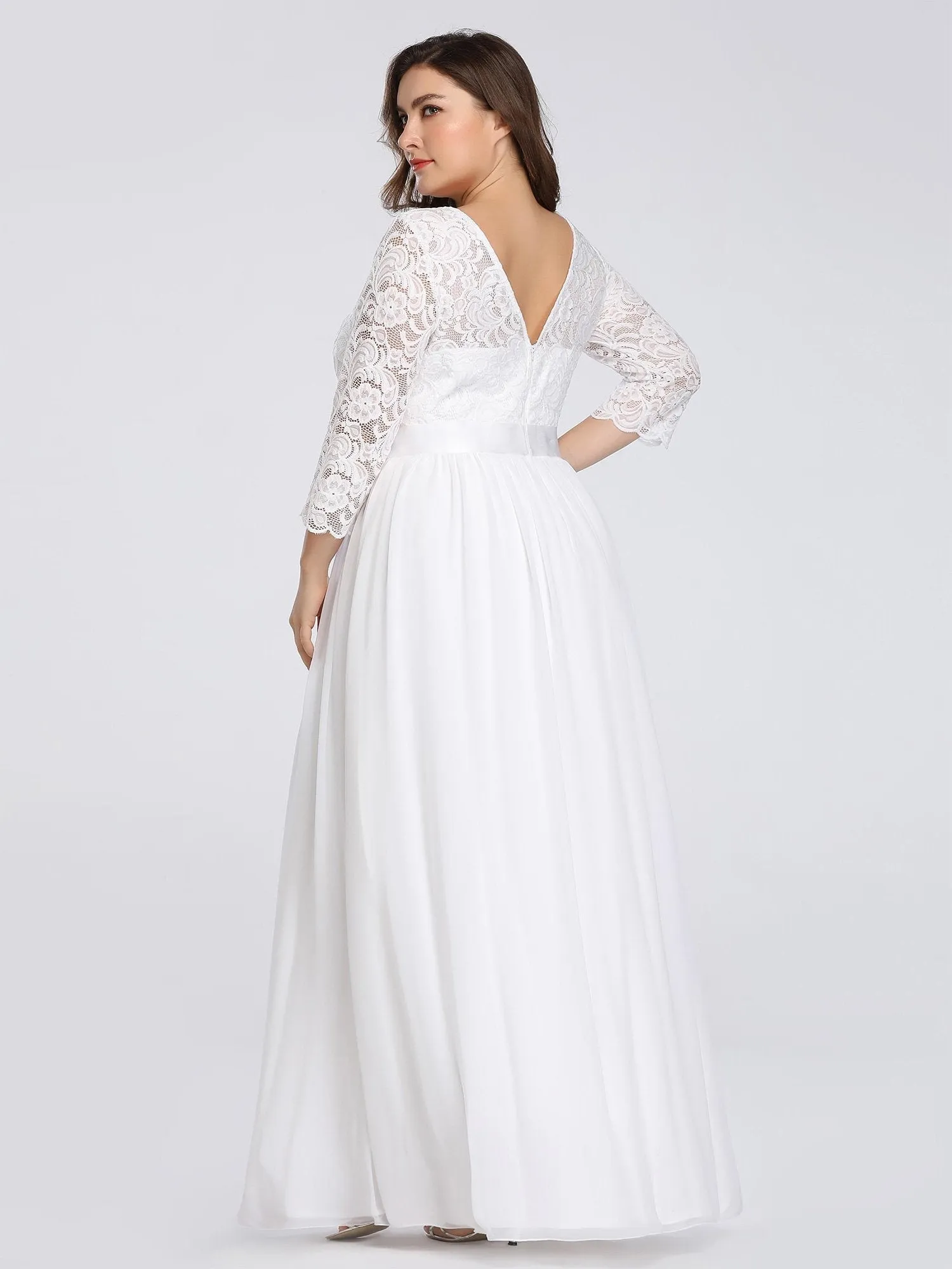 Pricilla lace and chiffon wedding dress in white Express NZ wide