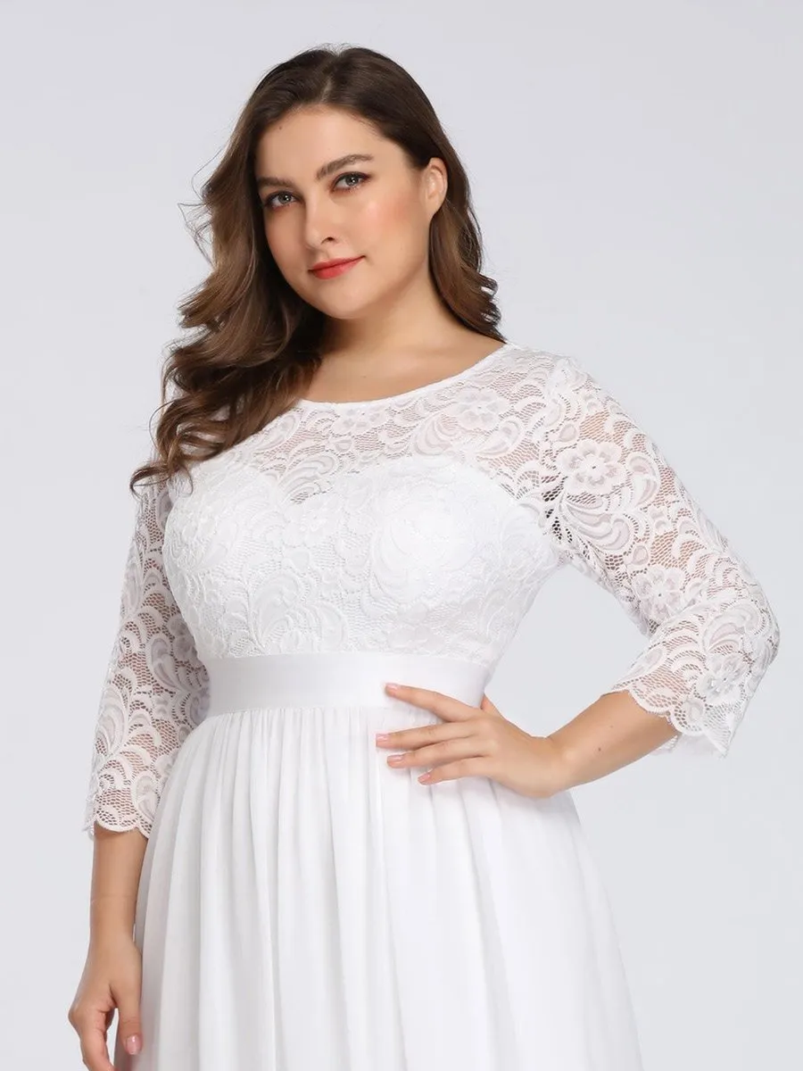 Pricilla lace and chiffon wedding dress in white Express NZ wide