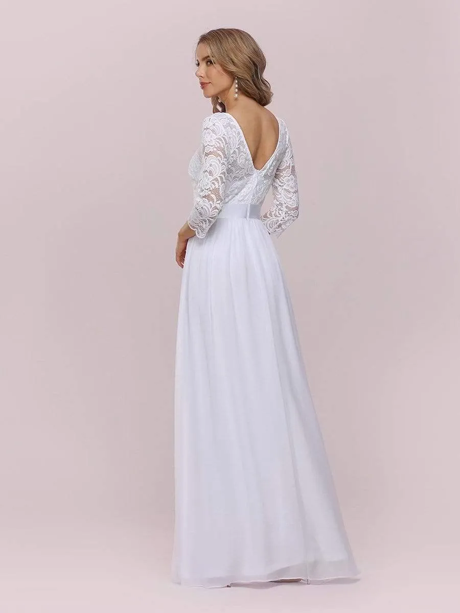 Pricilla lace and chiffon wedding dress in white Express NZ wide