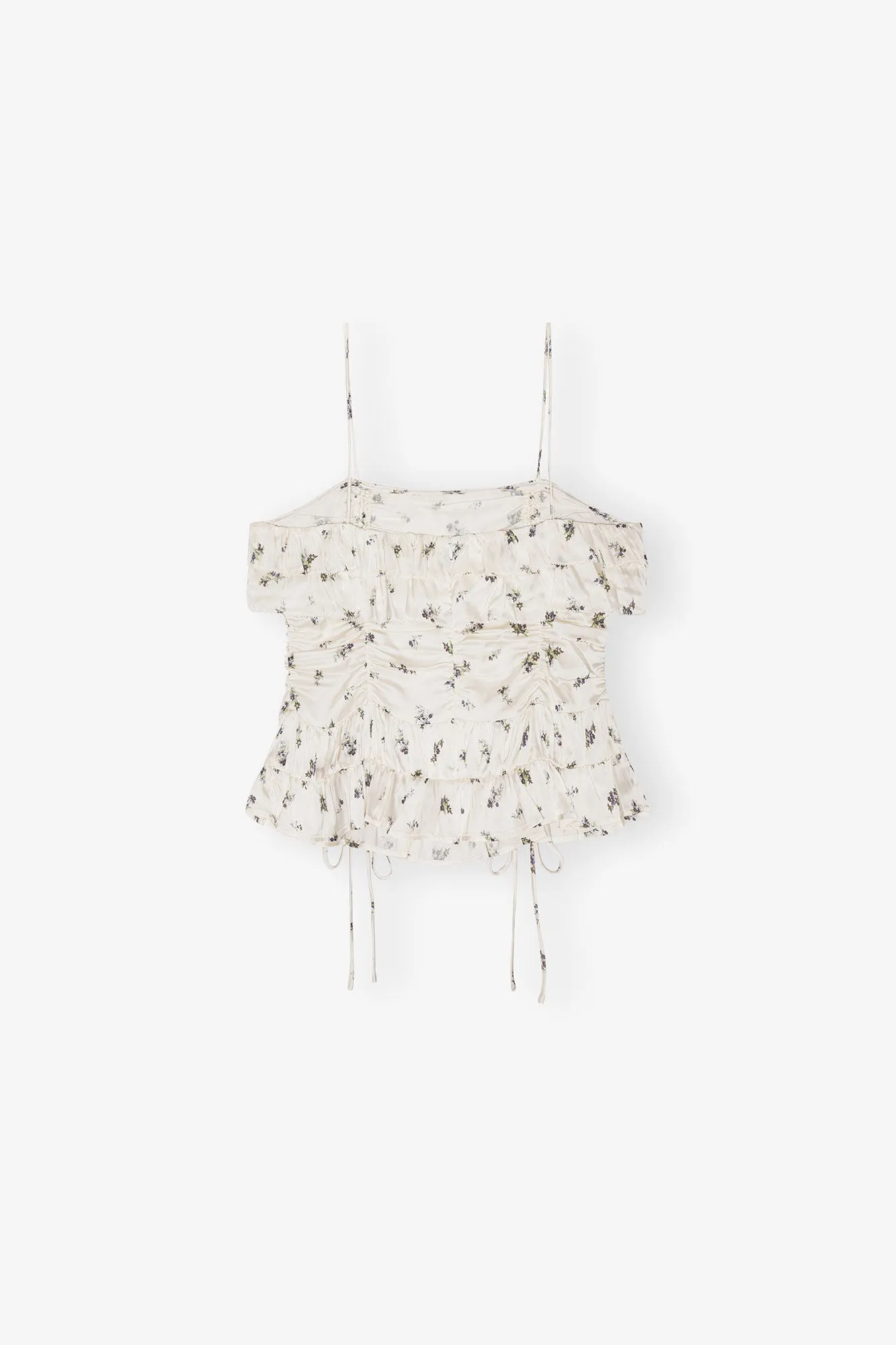 Printed Satin Slip Top | Egret