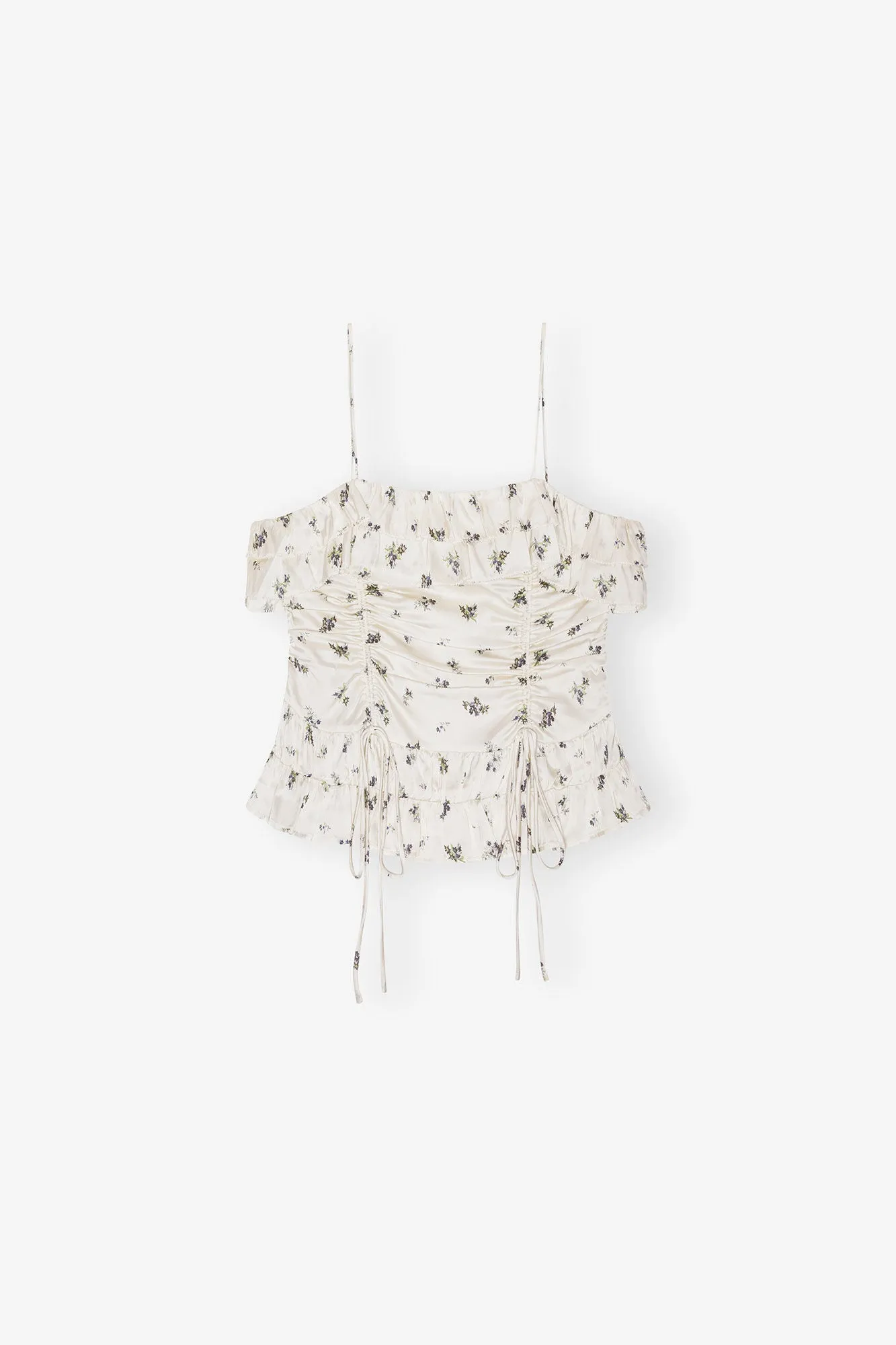 Printed Satin Slip Top | Egret