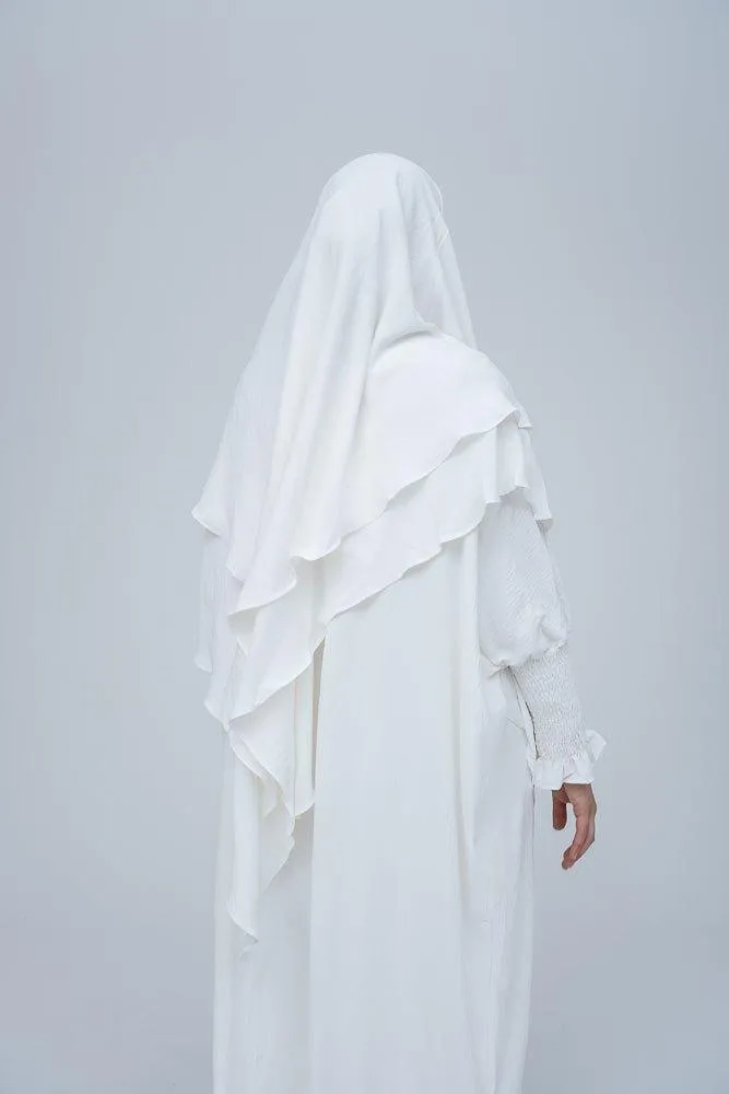Pristine cream prayer gown for Omrah or prayer