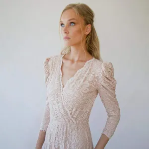 Puffed sleeves wedding dress #1283