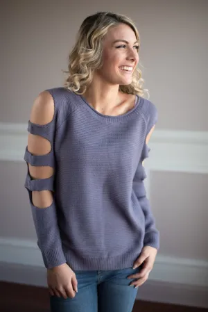 Purple Cut Out Shoulder Top