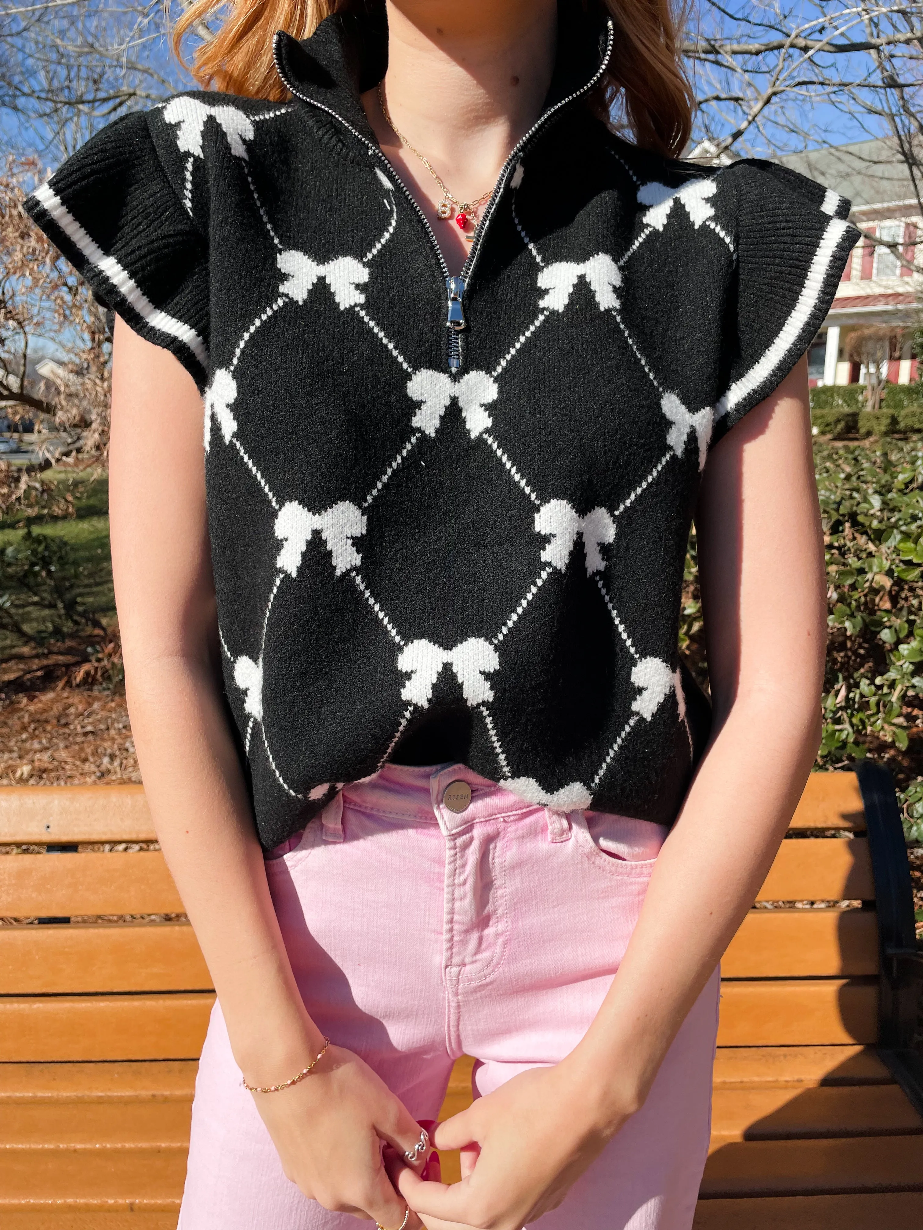 Put A Bow on It Zip up Top