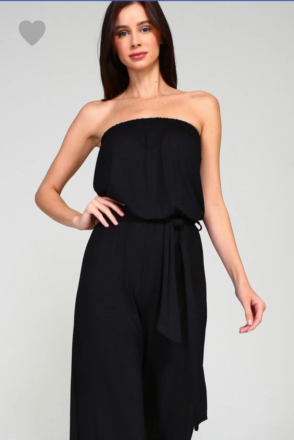 R23 Jersey belted strapless jumpsuit