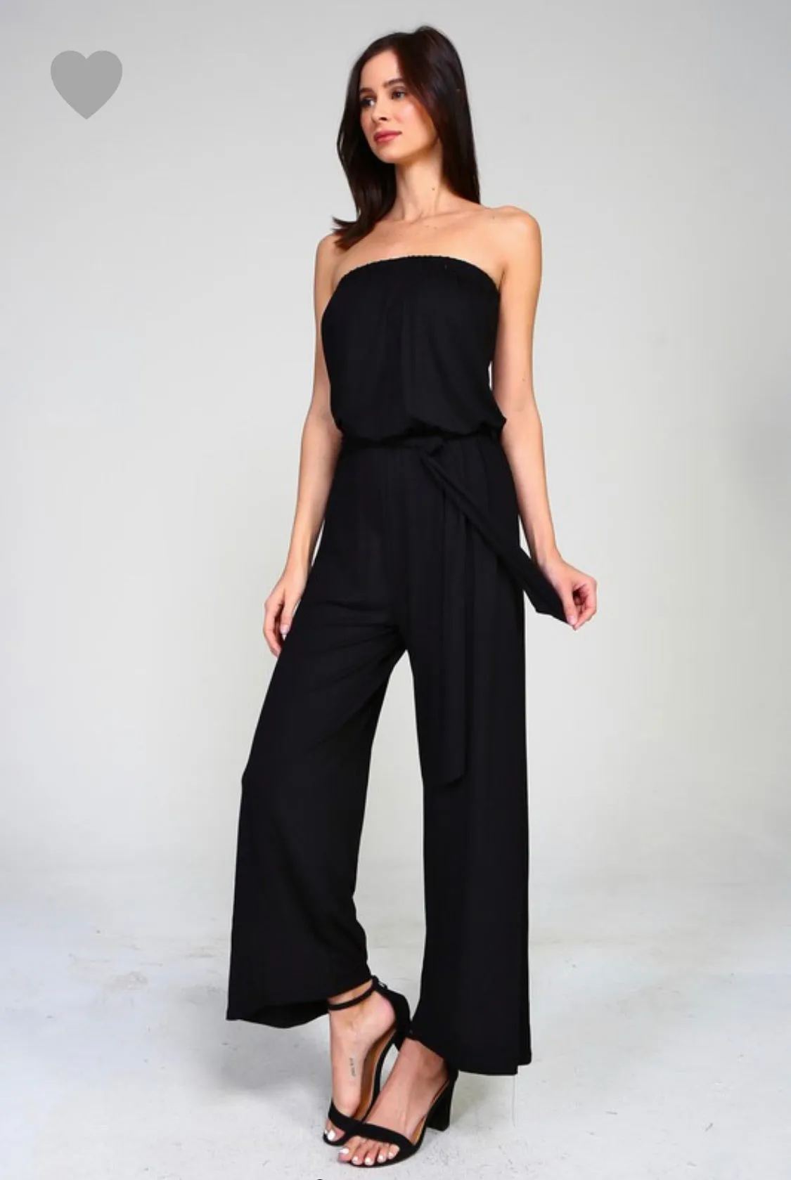 R23 Jersey belted strapless jumpsuit