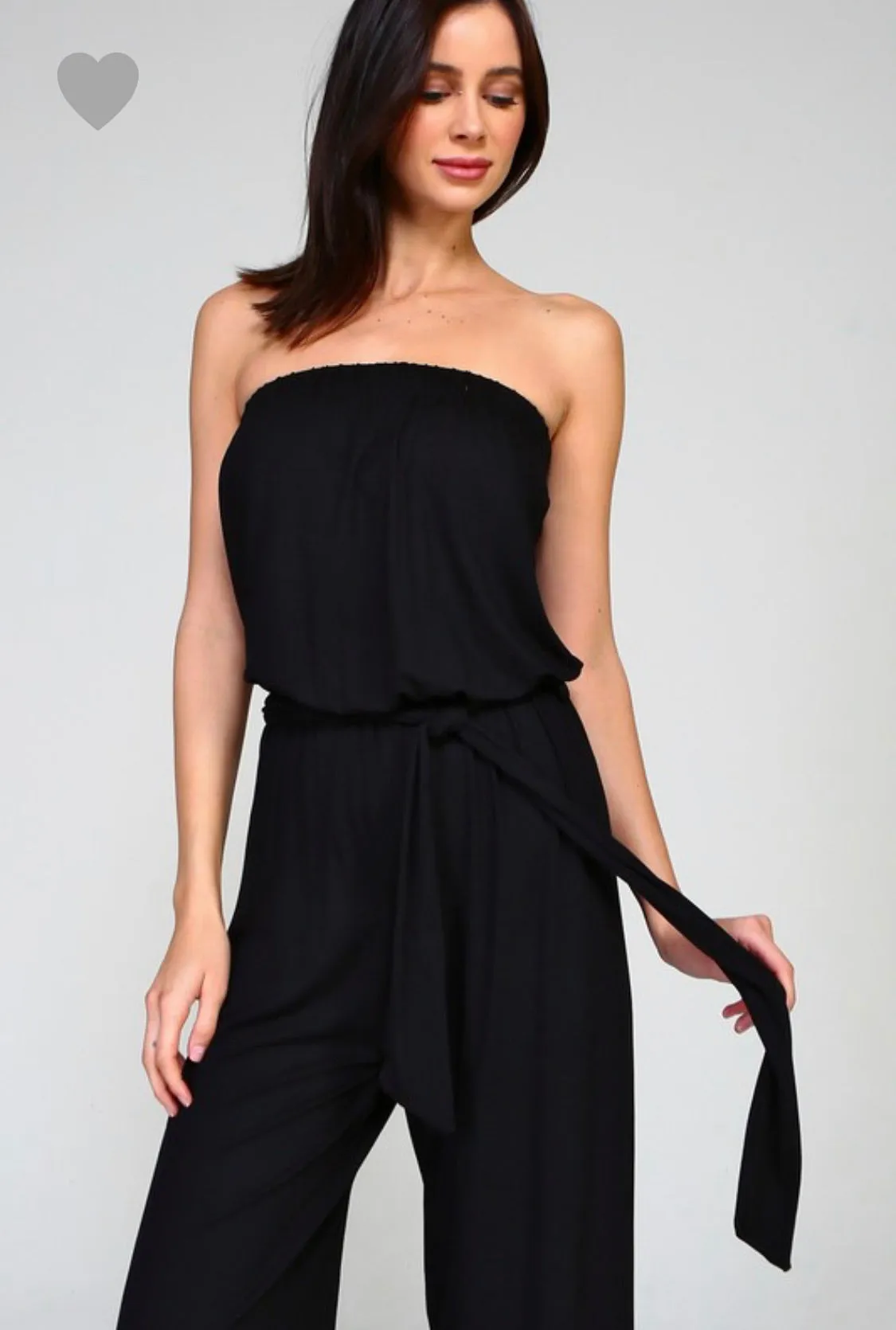 R23 Jersey belted strapless jumpsuit