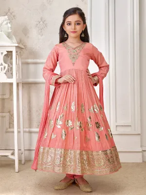 Radiant Carrot Orange Anarkali Dress for Girls