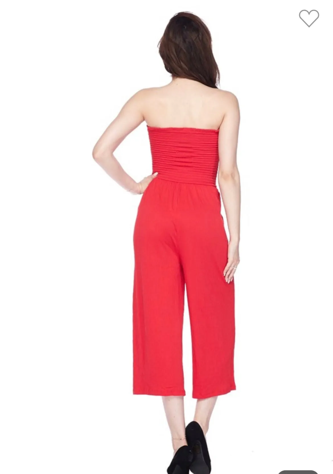Radiant Red smocked Jumpsuit