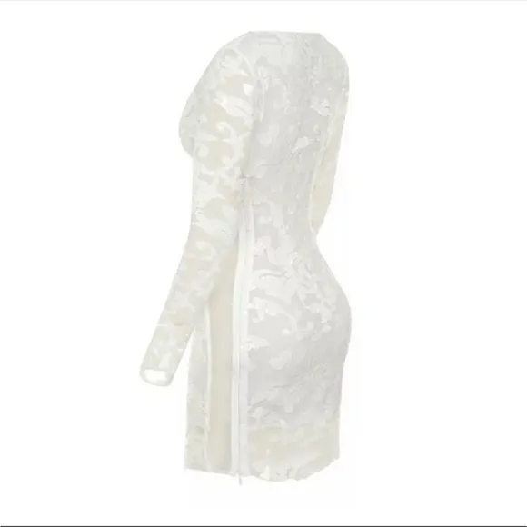 RARE House of CB white lace sequin Casmia dress size XS bride wedding
