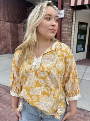 Ray of Sunshine 3 Qtr Slv Cut Out V Neck Top