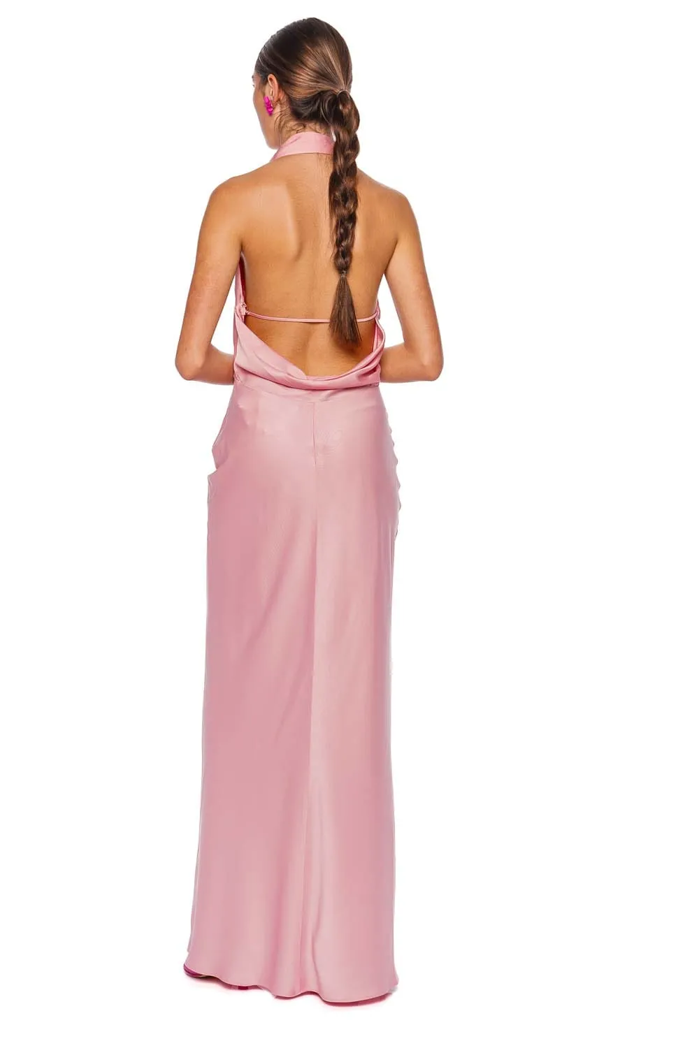 Reannon Draped Satin Halter Gown