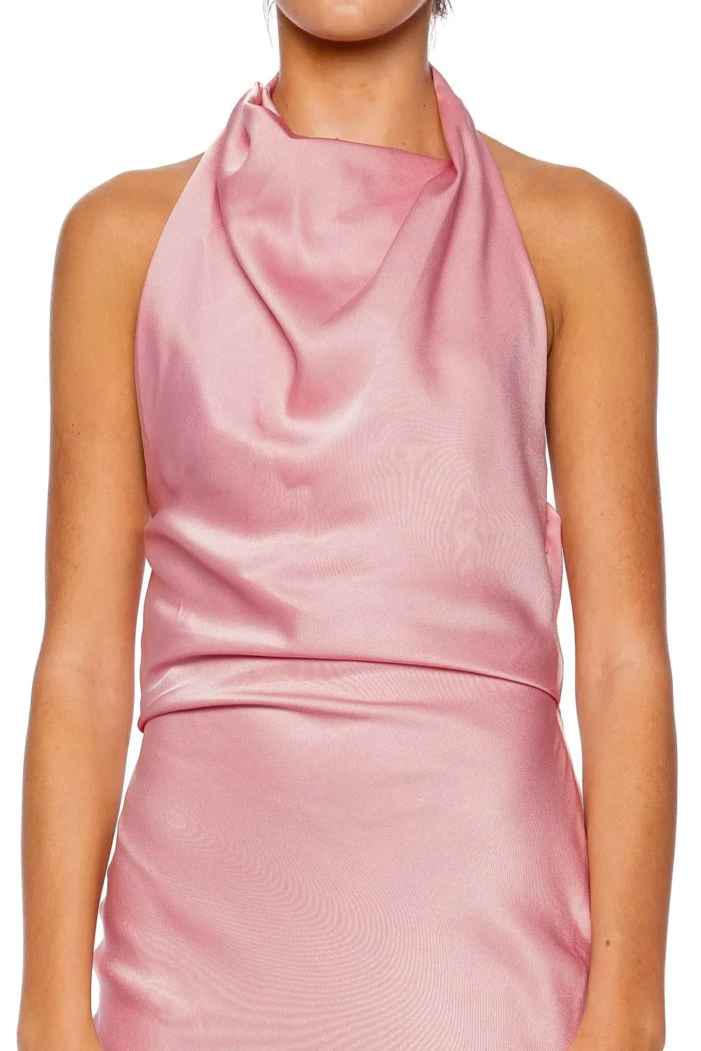Reannon Draped Satin Halter Gown