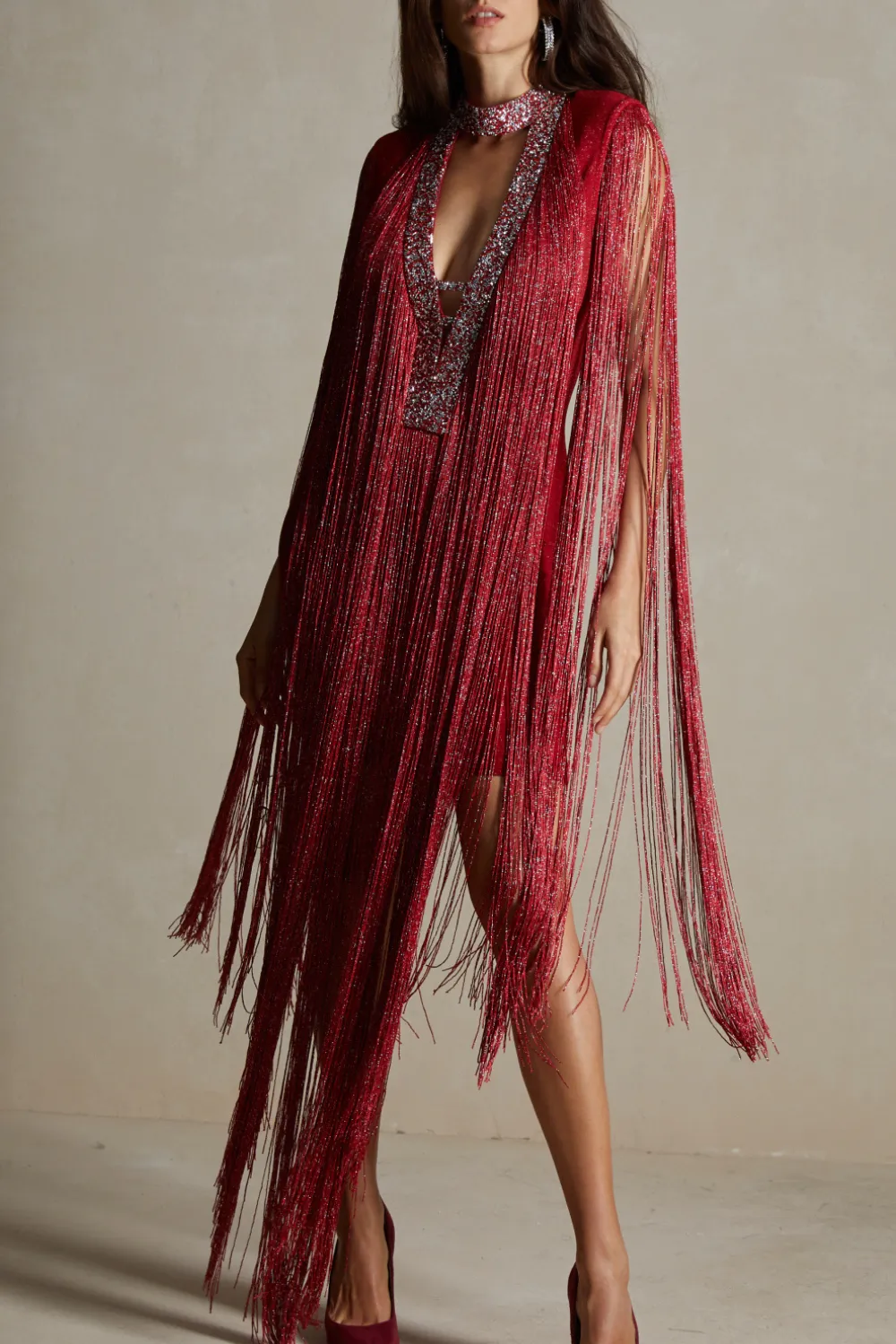 Red Fringe Party Dress