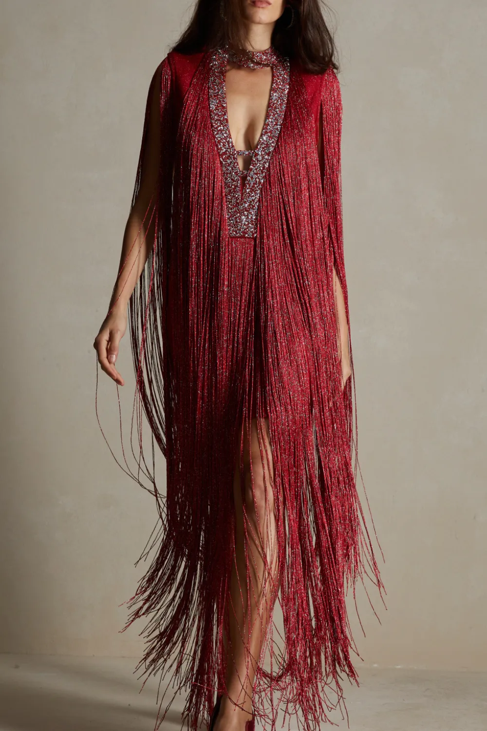 Red Fringe Party Dress