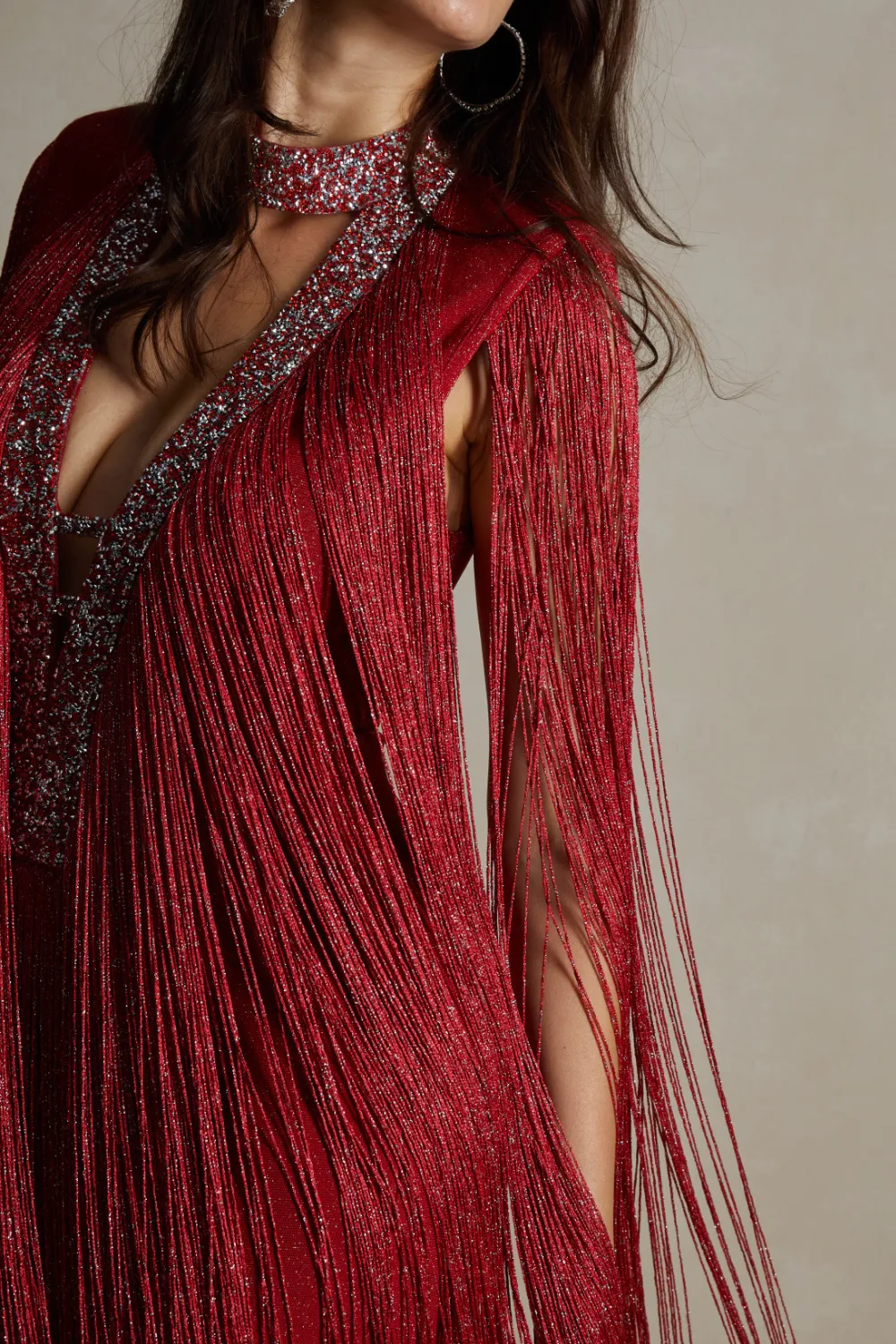 Red Fringe Party Dress