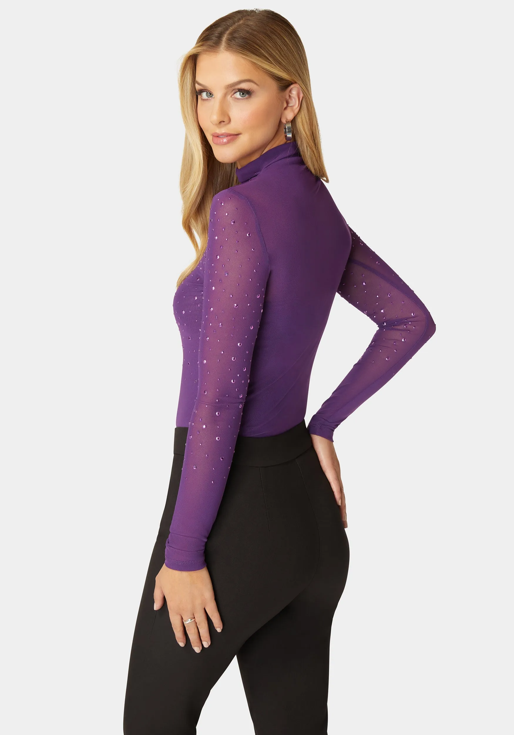 Rhinestone Embellished Mesh Top & Cami