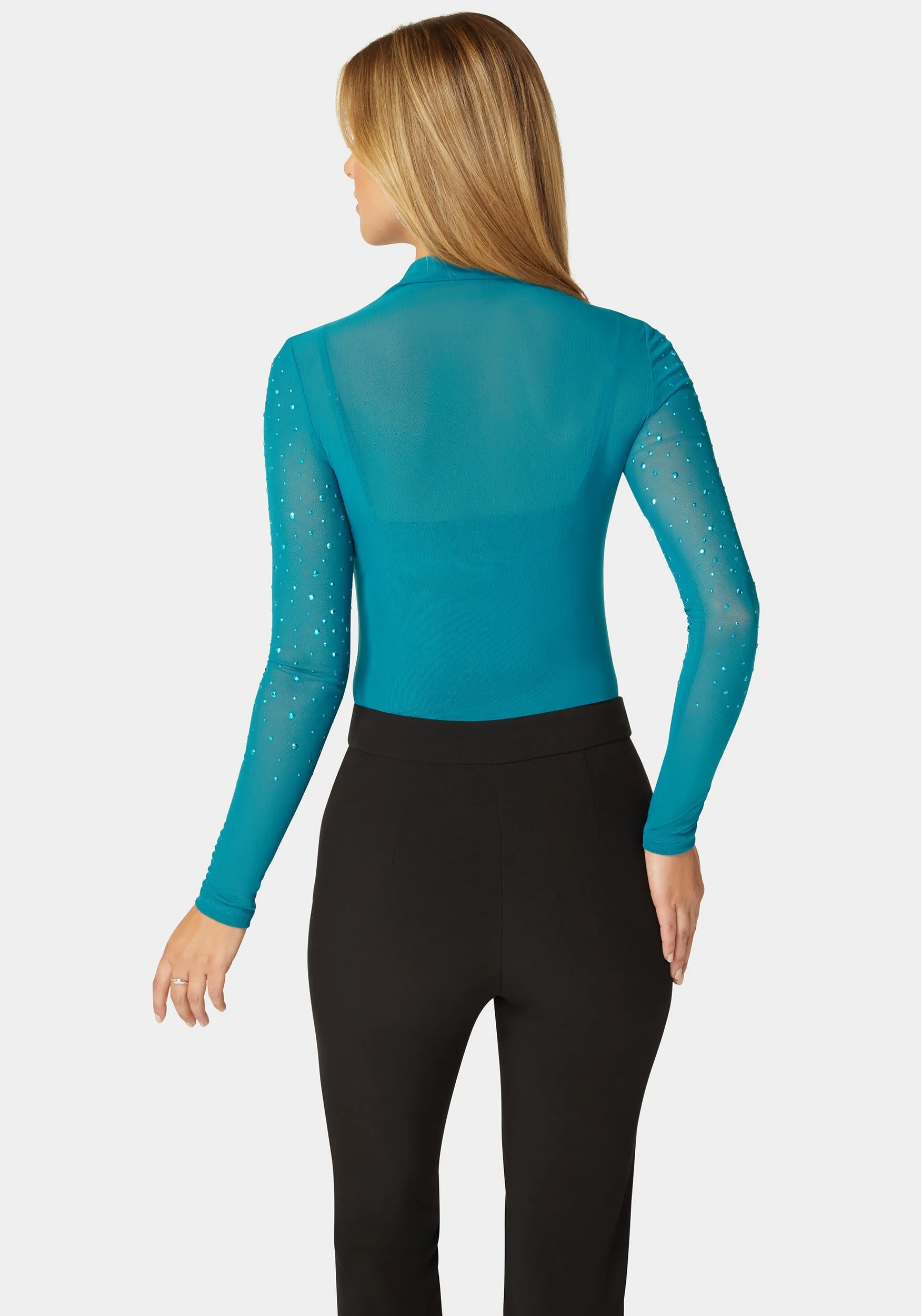 Rhinestone Embellished Mesh Top & Cami