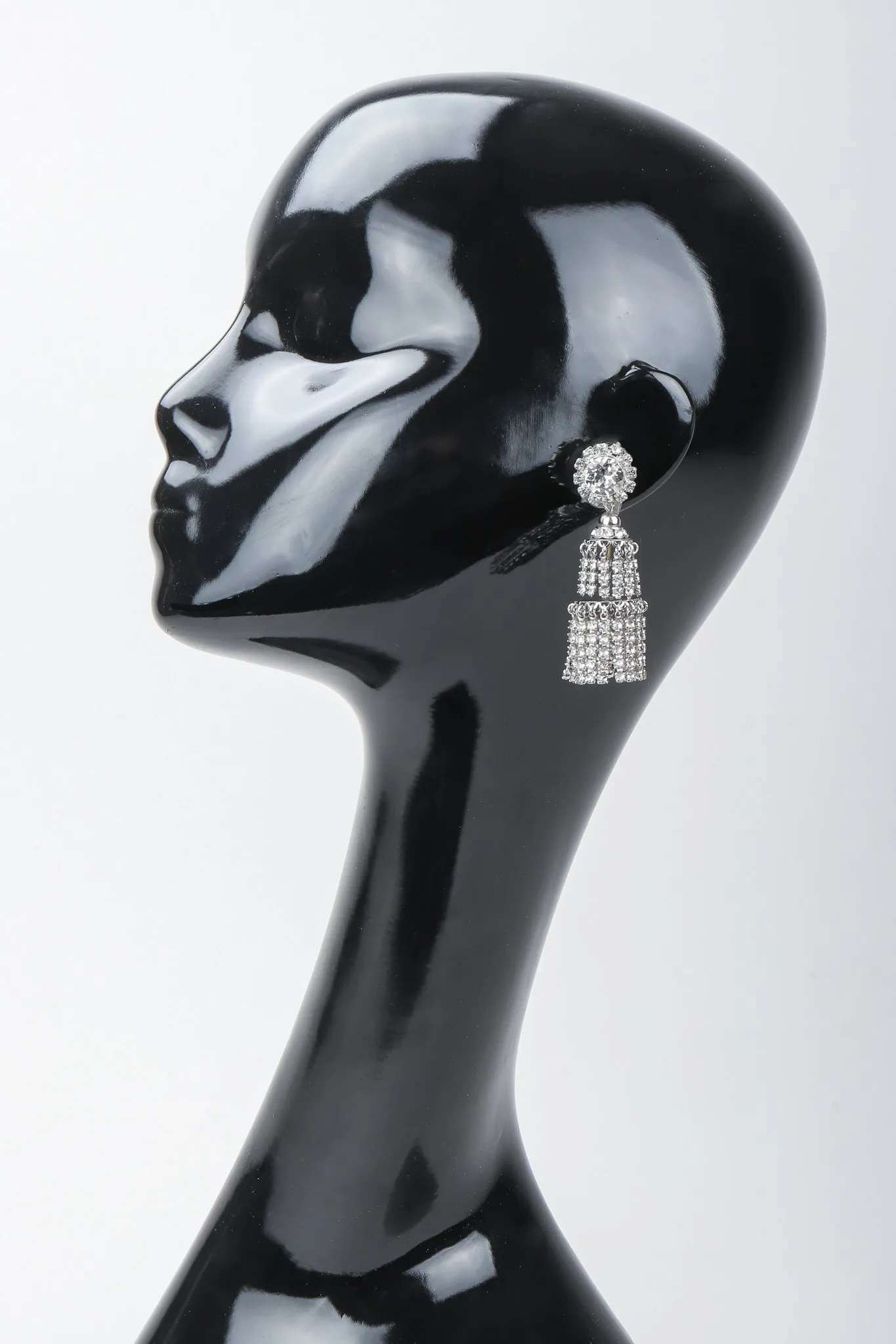 Rhinestone Fringe Chandelier Earrings
