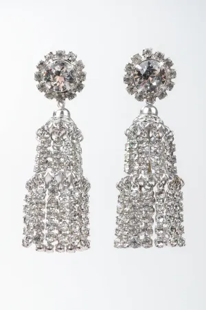 Rhinestone Fringe Chandelier Earrings
