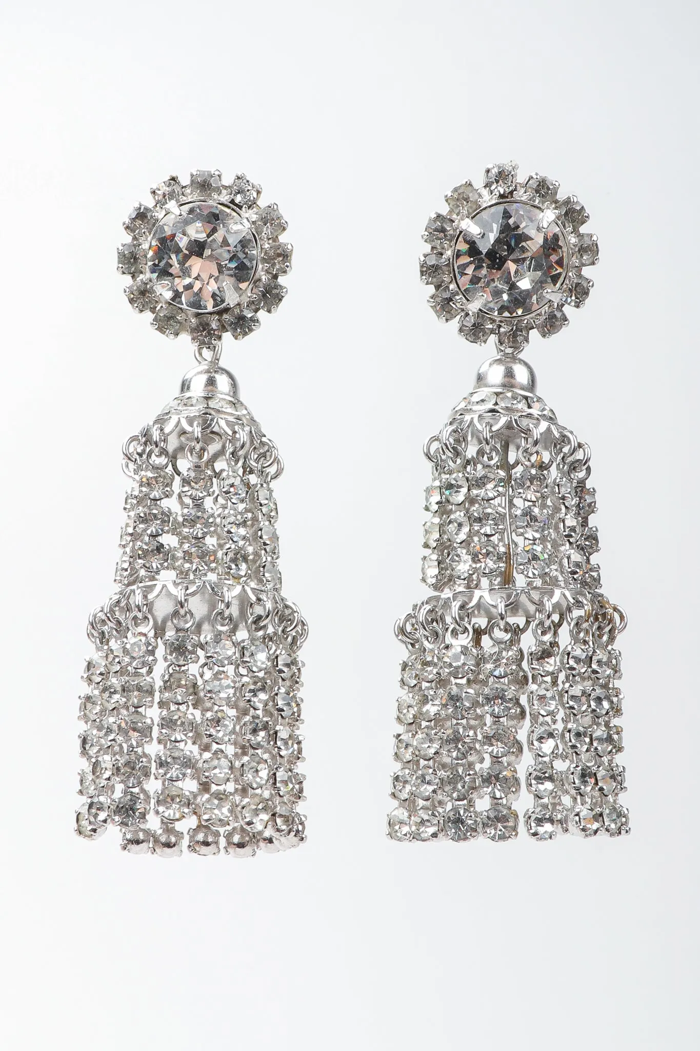 Rhinestone Fringe Chandelier Earrings