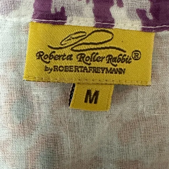 Roberta Roller Rabbit Womens 3/4 Sleeved V Neck Tunic Dress Orange Purple Beach