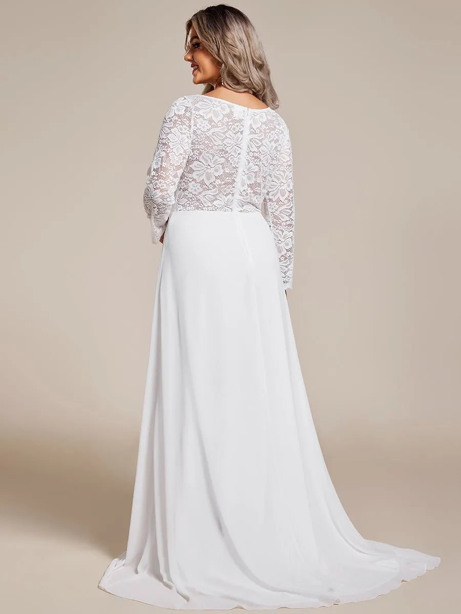 Robin lace and chiffon wedding dress in ivory