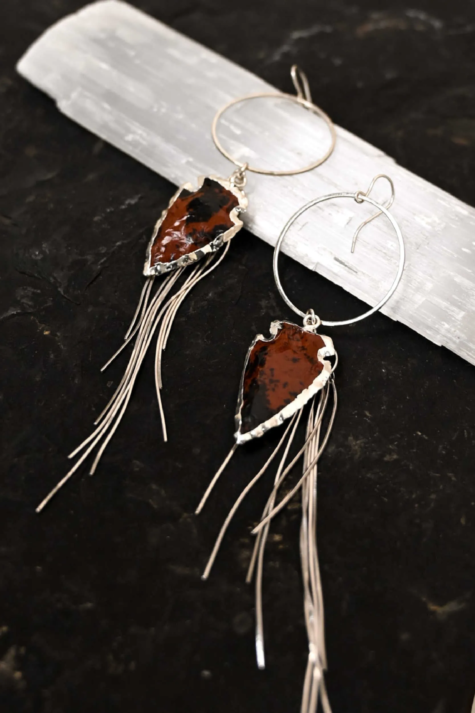 Rooted in My Own Mahogany Obsidian Silver Dangle Earrings