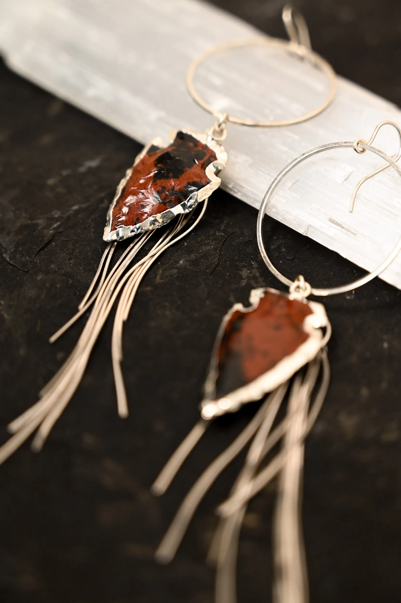 Rooted in My Own Mahogany Obsidian Silver Dangle Earrings