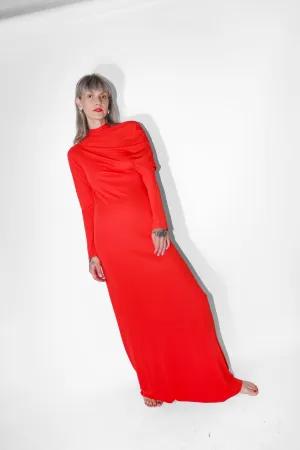 Rue Draped Gown in Scarlet Slinky Jersey