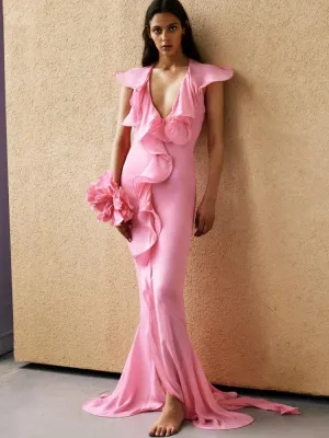 Ruffle Draped Maxi Dress