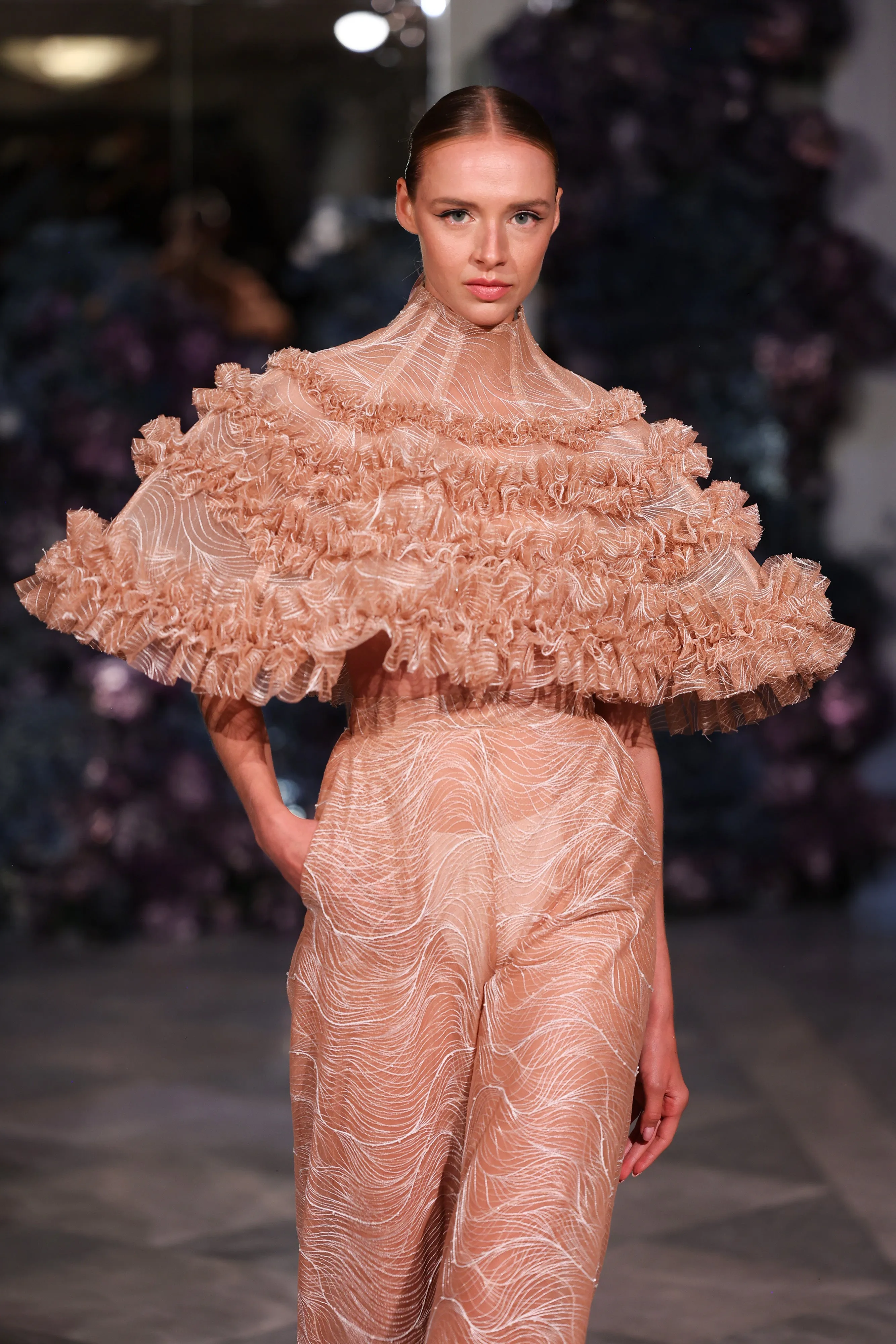 Ruffle Tulle Cape Top