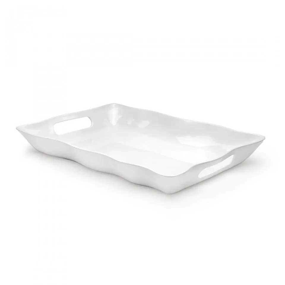 Ruffle White 18" Melamine Small Rectangle Tray