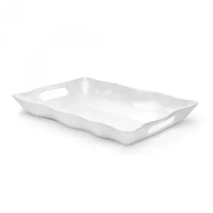 Ruffle White 18" Melamine Small Rectangle Tray