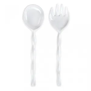 Ruffle White Melamine Salad Servers