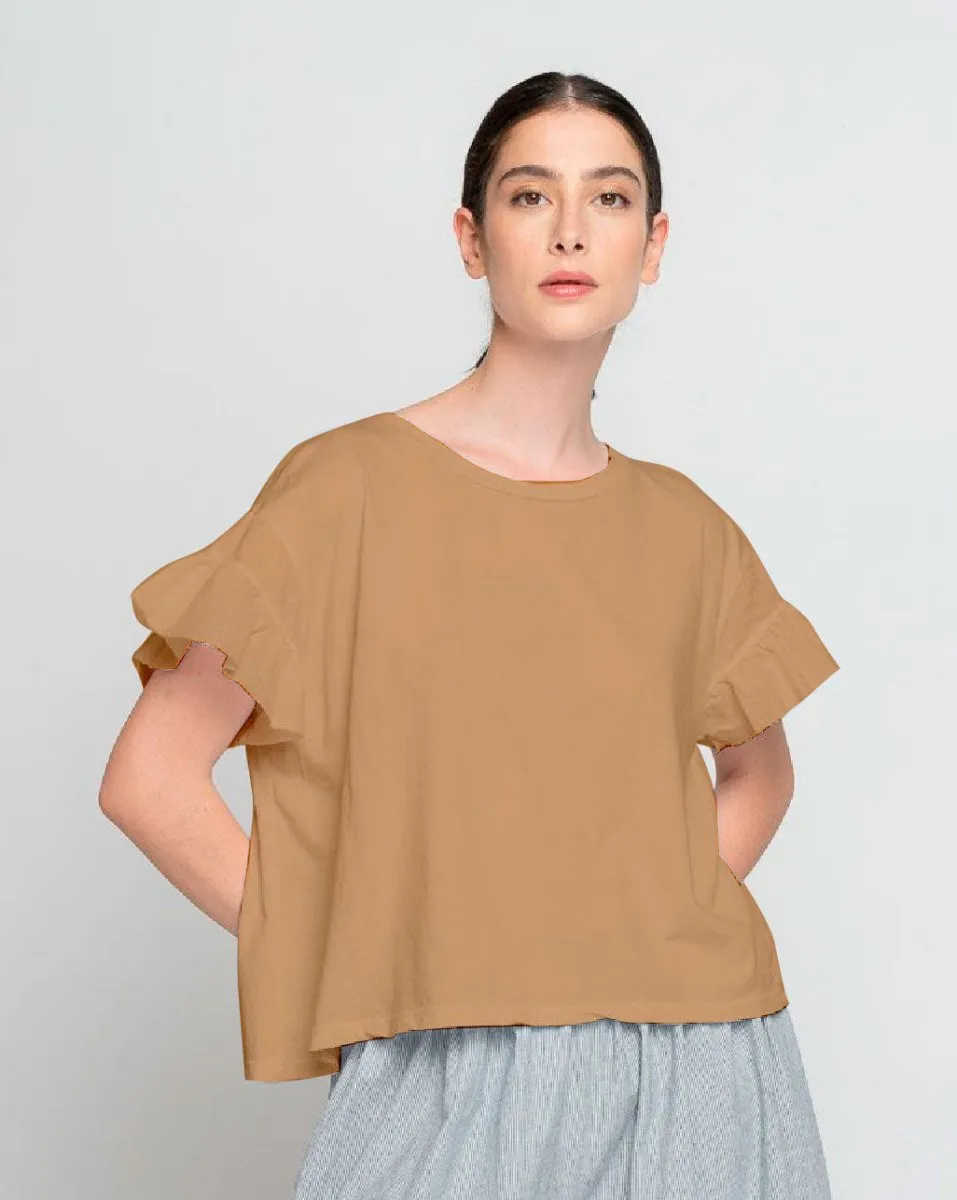 Ruffled Short Sleeve Crewneck T