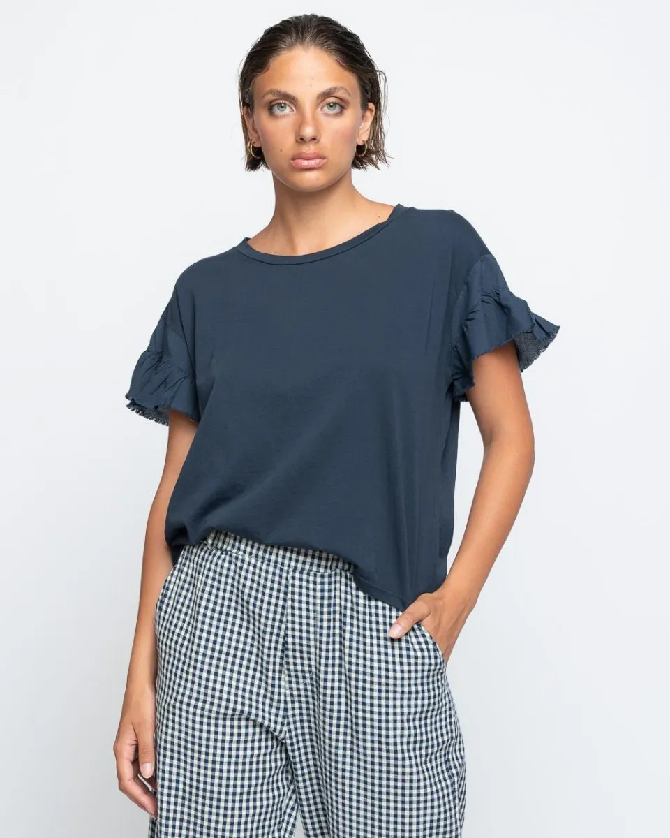 Ruffled Short Sleeve Crewneck T