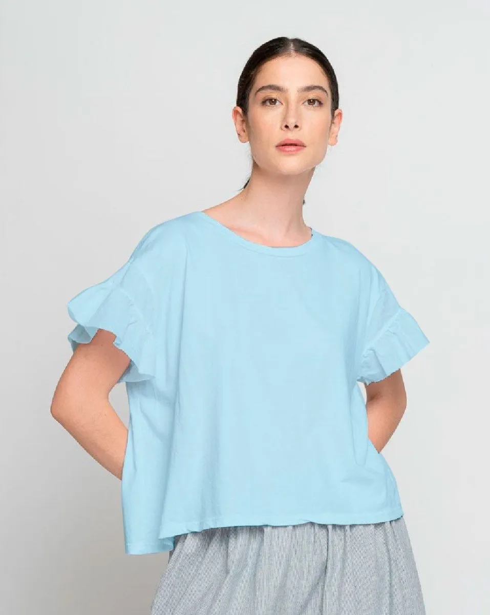 Ruffled Short Sleeve Crewneck T