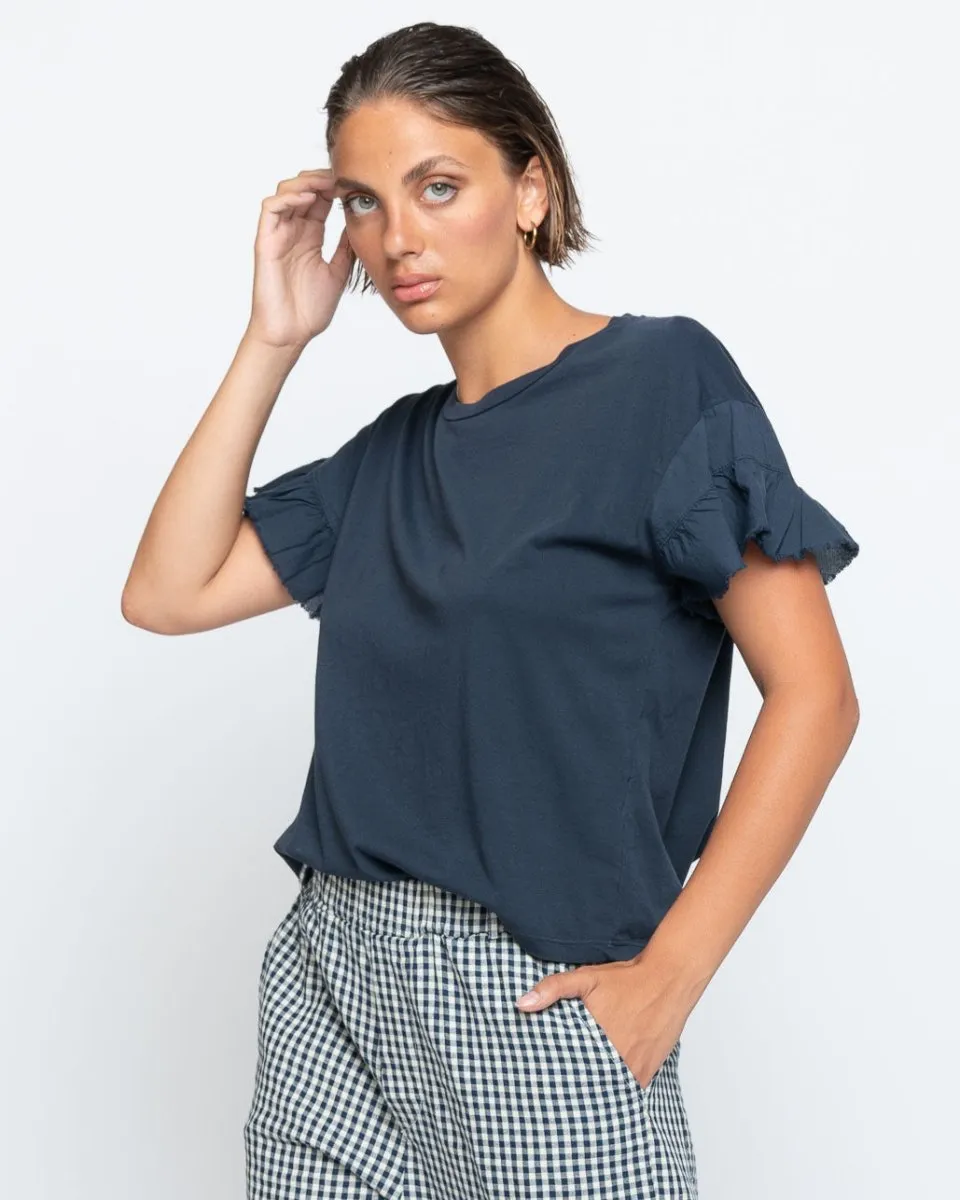 Ruffled Short Sleeve Crewneck T