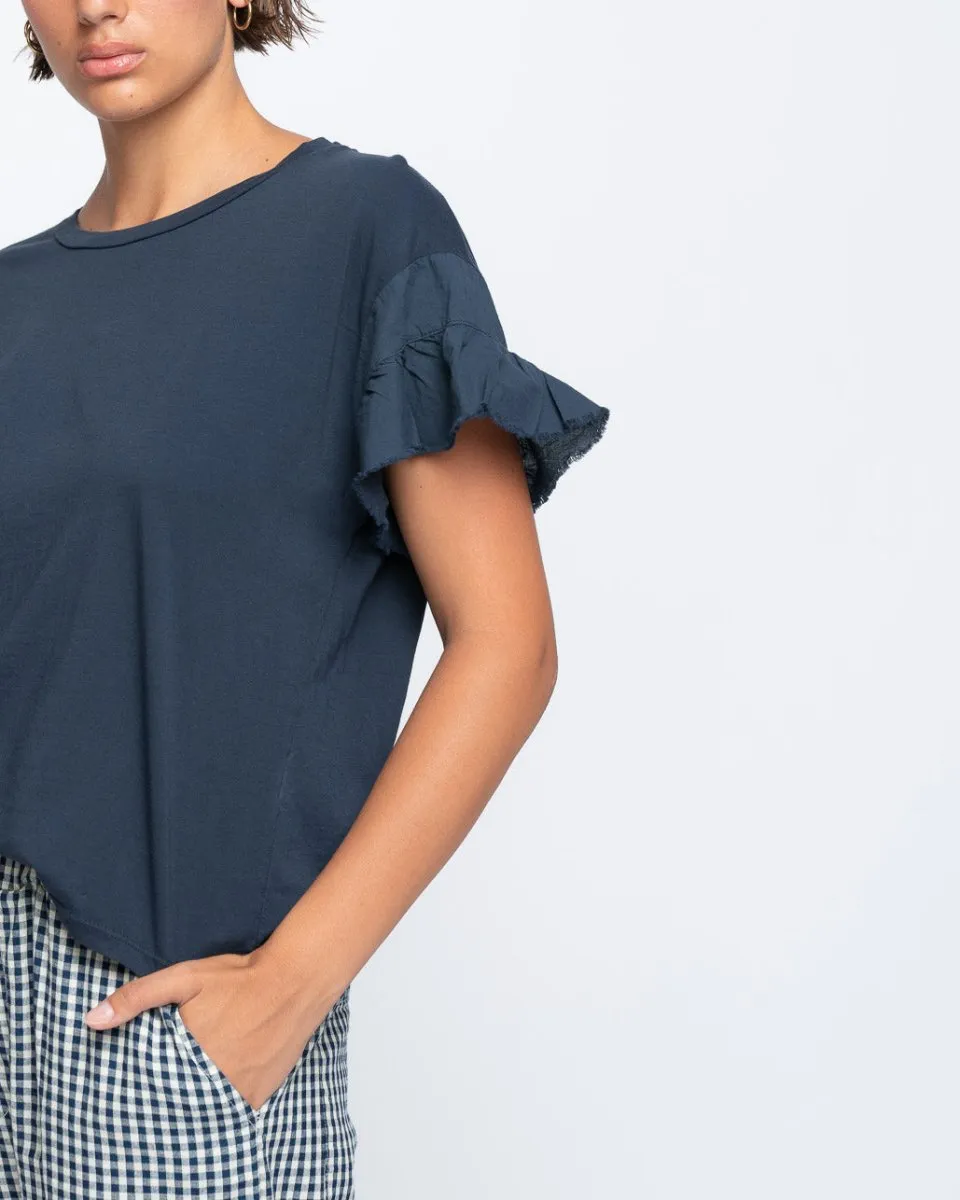 Ruffled Short Sleeve Crewneck T