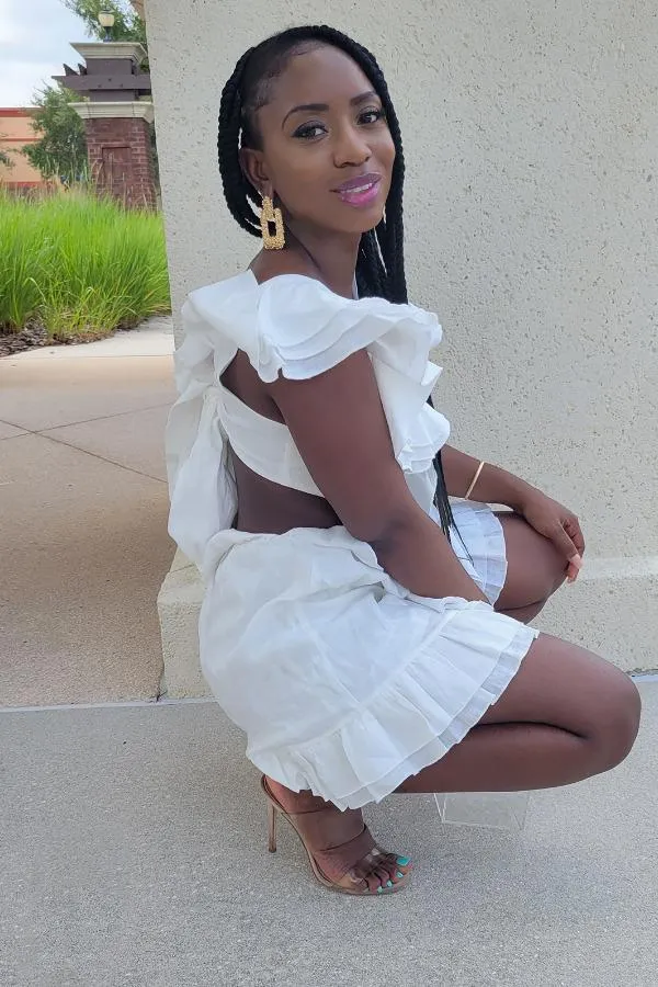 Ruffles Mini Dress (White)